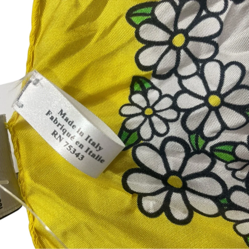 Moschino Daisy Floral Crown Teddy Bear Silk Scarf NWT
